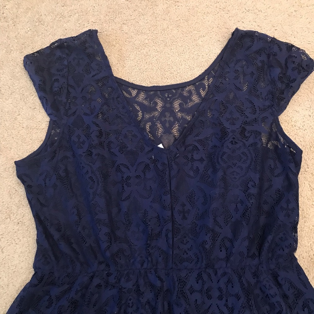 Maurices Navy Blue Lace Dress NEW Size XL 16 18 Fit Flare Party Wedding Formal - Picture 9 of 15